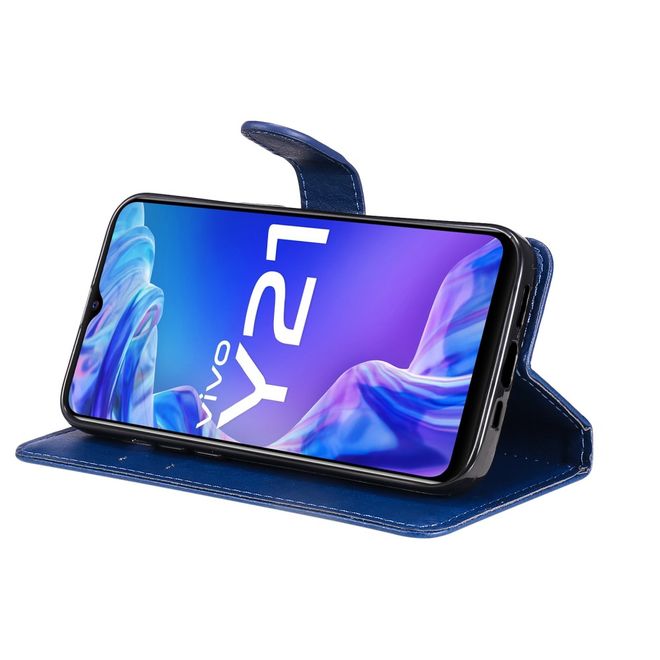 vivo Y21 / Y21s / Y33s Handy Hülle - Classic II Leder Bookcover Series - blau