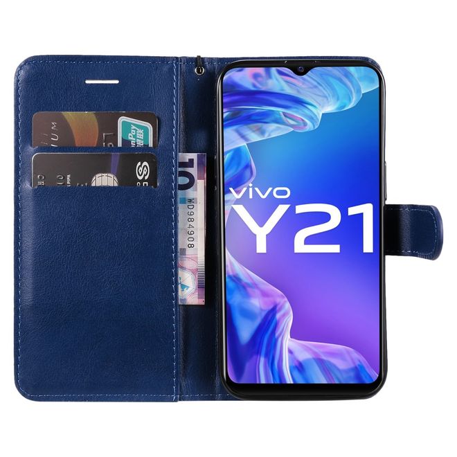 vivo Y21 / Y21s / Y33s Handy Hülle - Classic II Leder Bookcover Series - blau