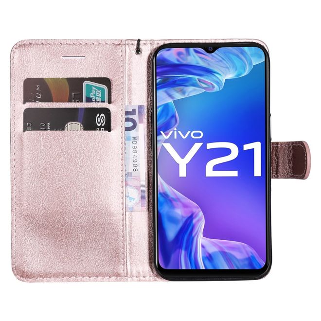 vivo Y21 / Y21s / Y33s Handy Hülle - Classic II Leder Bookcover Series - rosegold