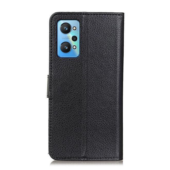 Realme GT Neo2 Handy Hülle - Litchi Leder Bookcover Series - schwarz