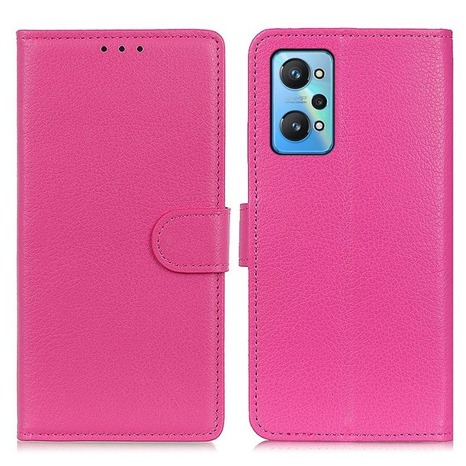 Realme GT Neo2 Handy Hülle - Litchi Leder Bookcover Series - rosa