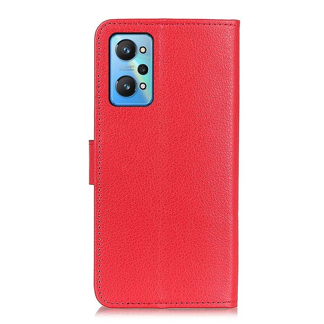 Realme GT Neo2 Handy Hülle - Litchi Leder Bookcover Series - rot