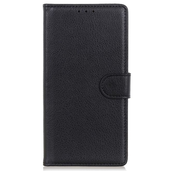 Realme C21Y / Realme C25Y Handy Hülle - Litchi Leder Bookcover Series - schwarz