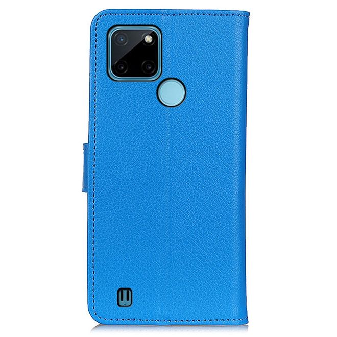 Realme C21Y / Realme C25Y Handy Hülle - Litchi Leder Bookcover Series - blau
