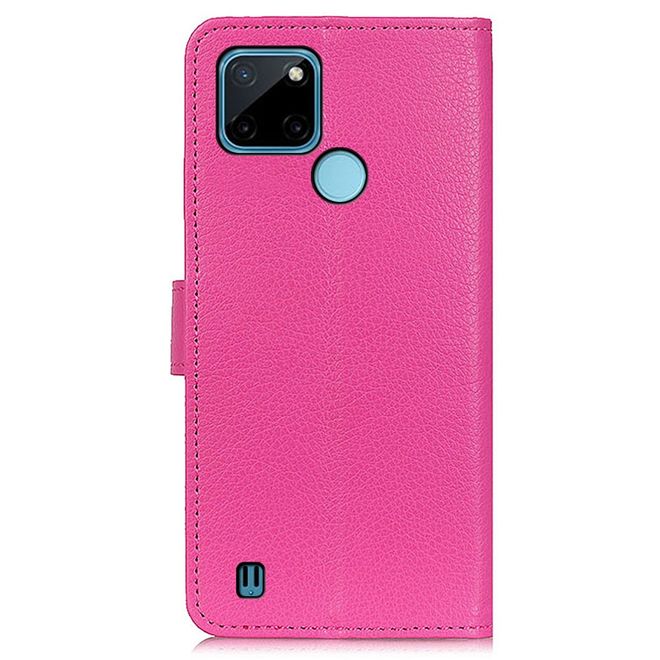 Realme C21Y / Realme C25Y Handy Hülle - Litchi Leder Bookcover Series - rosa