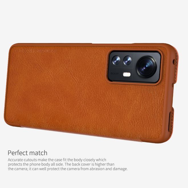 Nillkin - Xiaomi 12 / 12X Hülle - Leder Book Case - Qin Series - schwarz