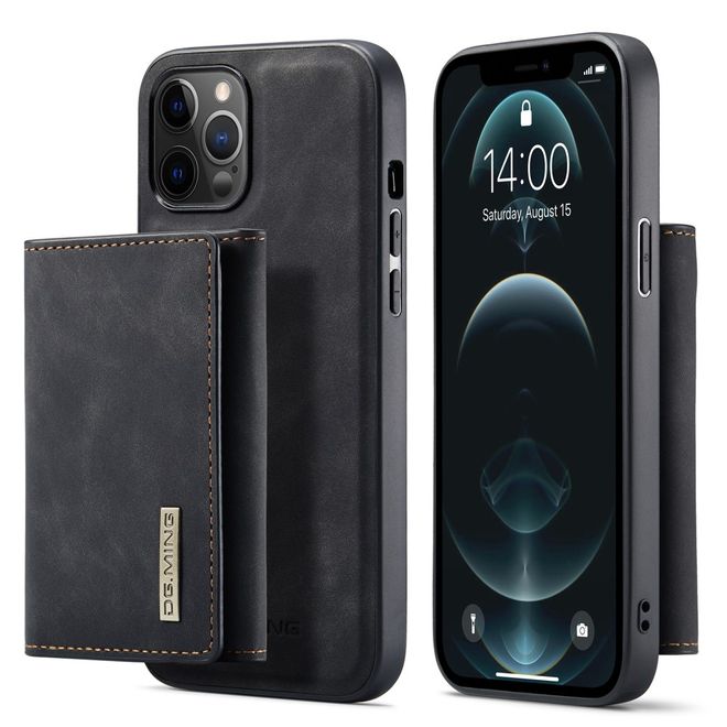 DG Ming - iPhone 13 Pro Hülle - Hardcase mit abnehmbarem Portemonnaie - M1 Series - schwarz