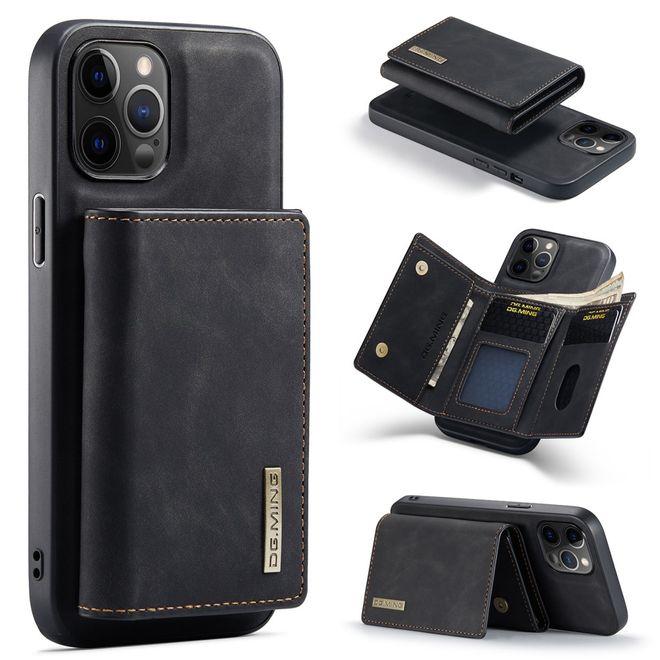DG Ming - iPhone 13 Pro Hülle - Hardcase mit abnehmbarem Portemonnaie - M1 Series - schwarz