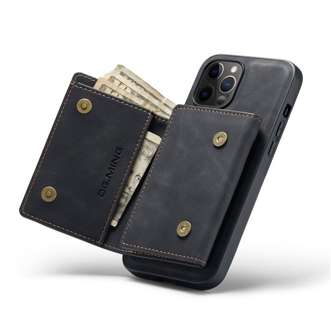 DG Ming - iPhone 13 Pro Hülle - Hardcase mit abnehmbarem Portemonnaie - M1 Series - schwarz