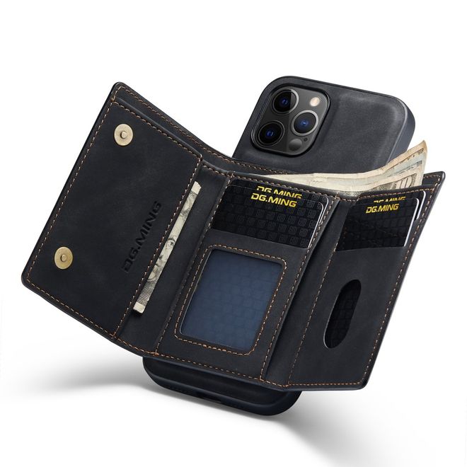DG Ming - iPhone 13 Pro Hülle - Hardcase mit abnehmbarem Portemonnaie - M1 Series - schwarz