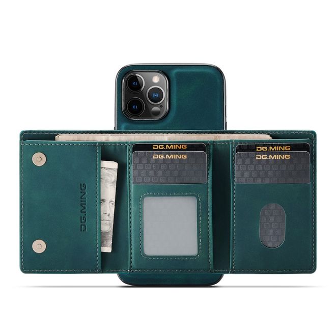 DG Ming - iPhone 13 Pro Hülle - Hardcase mit abnehmbarem Portemonnaie - M1 Series - grün