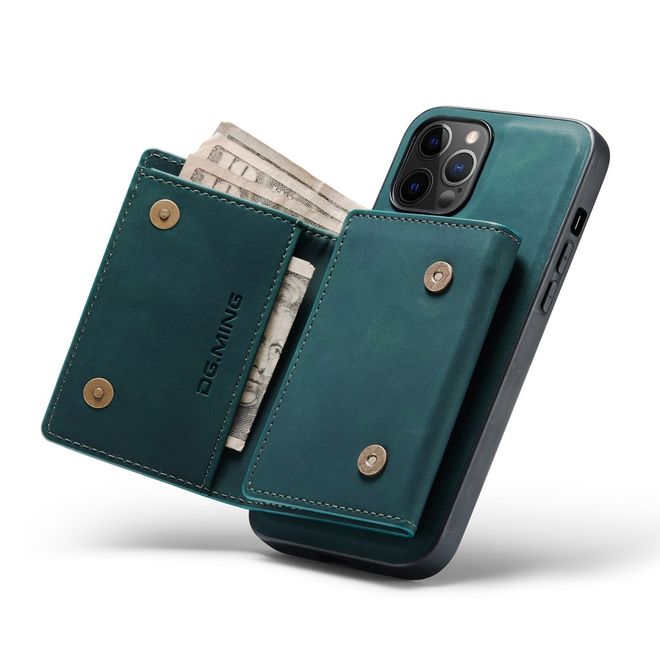 DG Ming - iPhone 13 Pro Hülle - Hardcase mit abnehmbarem Portemonnaie - M1 Series - grün