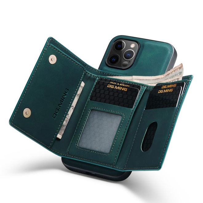 DG Ming - iPhone 13 Pro Hülle - Hardcase mit abnehmbarem Portemonnaie - M1 Series - grün