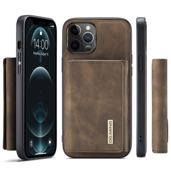 DG Ming - iPhone 13 Pro Hülle - Hardcase mit abnehmbarem Portemonnaie - M1 Series - kaffeefarben