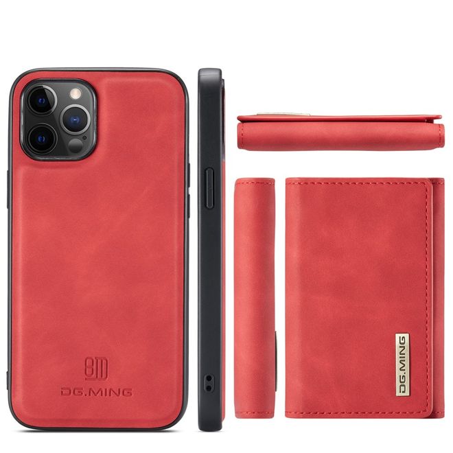 DG Ming - iPhone 13 Pro Max Hülle - Hardcase mit abnehmbarem Portemonnaie - M1 Series - rot