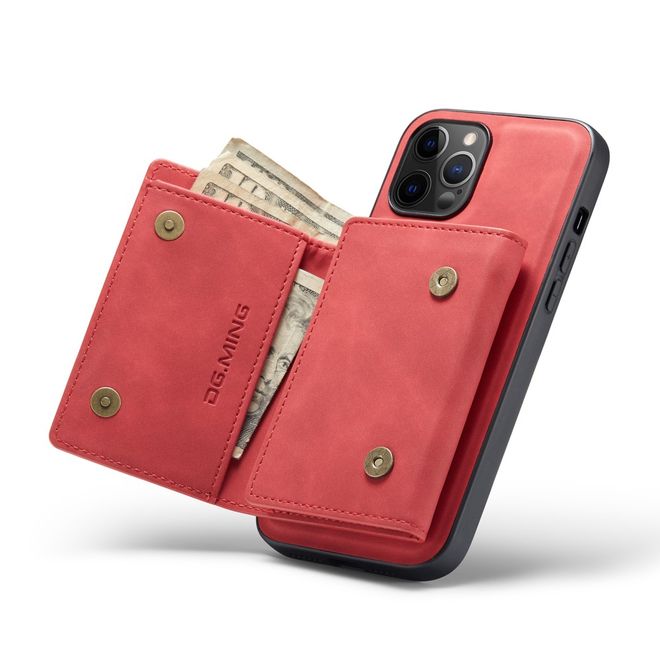 DG Ming - iPhone 13 Pro Max Hülle - Hardcase mit abnehmbarem Portemonnaie - M1 Series - rot