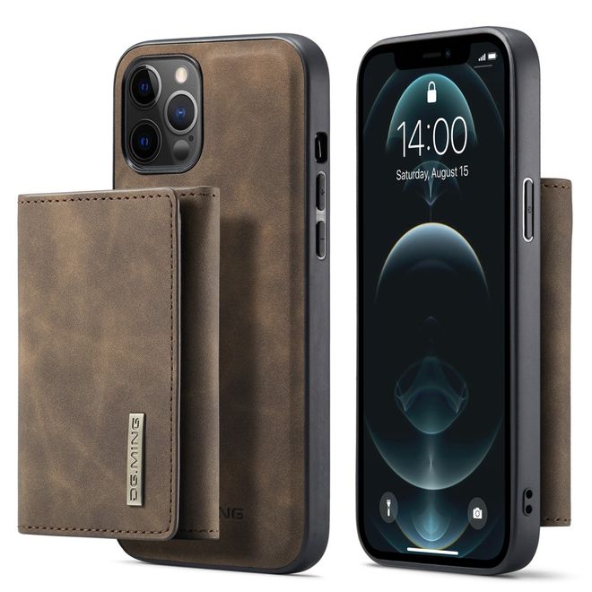 DG Ming - iPhone 13 Pro Max Hülle - Hardcase mit abnehmbarem Portemonnaie - M1 Series - kaffeefarben
