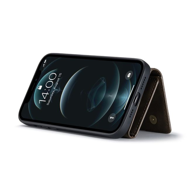 DG Ming - iPhone 13 Pro Max Hülle - Hardcase mit abnehmbarem Portemonnaie - M1 Series - kaffeefarben