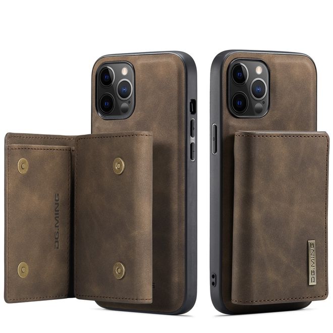 DG Ming - iPhone 13 Pro Max Hülle - Hardcase mit abnehmbarem Portemonnaie - M1 Series - kaffeefarben