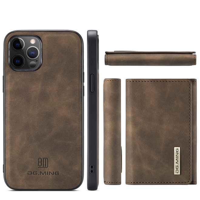 DG Ming - iPhone 13 Pro Max Hülle - Hardcase mit abnehmbarem Portemonnaie - M1 Series - kaffeefarben