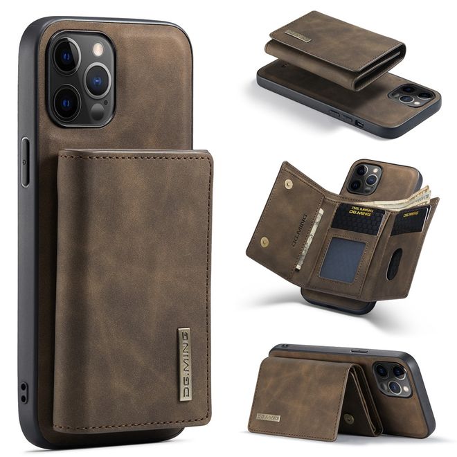 DG Ming - iPhone 13 Pro Max Hülle - Hardcase mit abnehmbarem Portemonnaie - M1 Series - kaffeefarben
