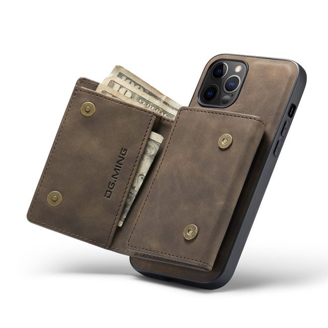 DG Ming - iPhone 13 Pro Max Hülle - Hardcase mit abnehmbarem Portemonnaie - M1 Series - kaffeefarben