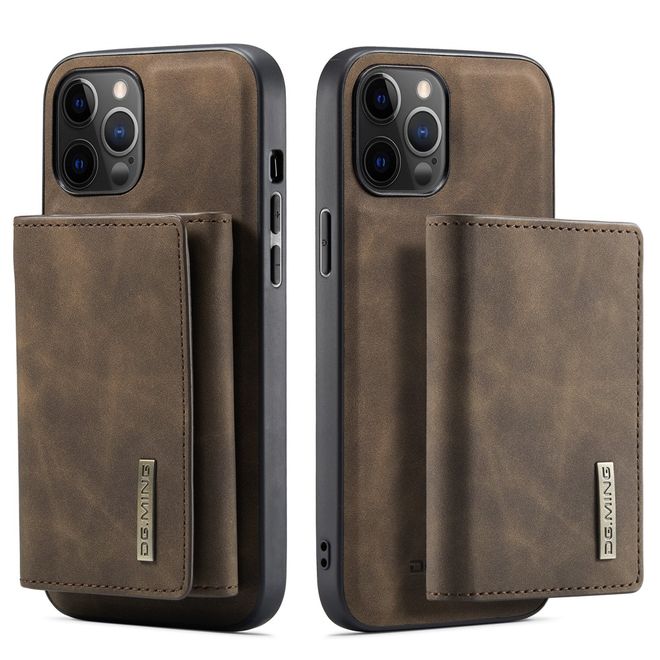 DG Ming - iPhone 13 Pro Max Hülle - Hardcase mit abnehmbarem Portemonnaie - M1 Series - kaffeefarben