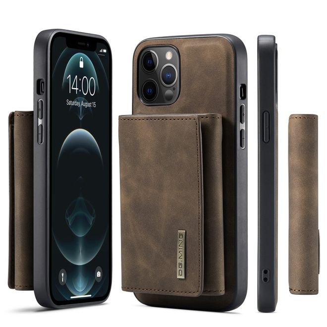 DG Ming - iPhone 13 Pro Max Hülle - Hardcase mit abnehmbarem Portemonnaie - M1 Series - kaffeefarben