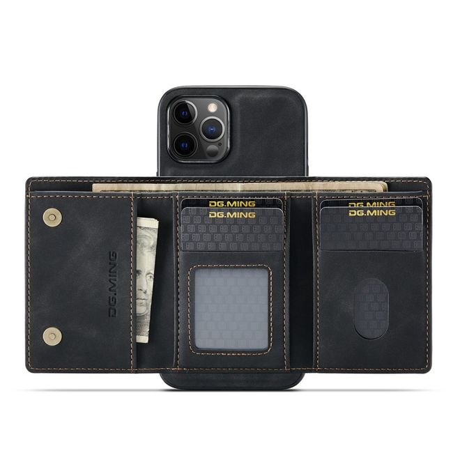 DG Ming - iPhone 13 mini Hülle - Hardcase mit abnehmbarem Portemonnaie - M1 Series - schwarz