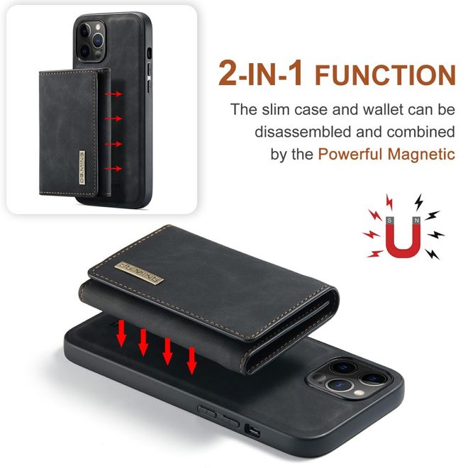 DG Ming - iPhone 13 mini Hülle - Hardcase mit abnehmbarem Portemonnaie - M1 Series - schwarz