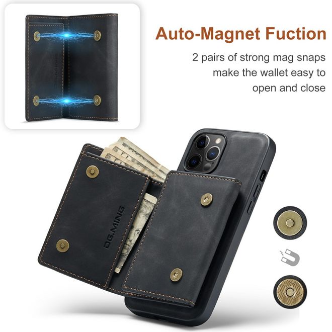 DG Ming - iPhone 13 mini Hülle - Hardcase mit abnehmbarem Portemonnaie - M1 Series - schwarz