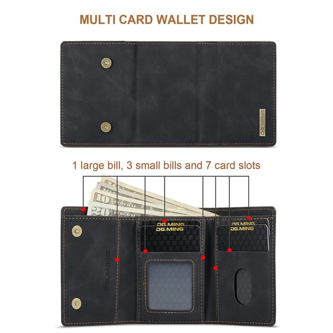 DG Ming - iPhone 13 mini Hülle - Hardcase mit abnehmbarem Portemonnaie - M1 Series - schwarz