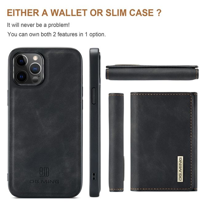 DG Ming - iPhone 13 mini Hülle - Hardcase mit abnehmbarem Portemonnaie - M1 Series - schwarz