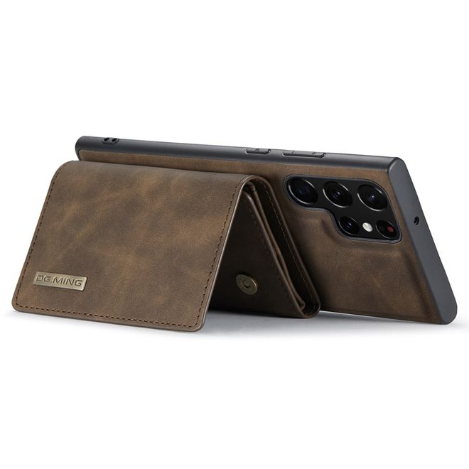 DG Ming - Samsung Galaxy S22 Ultra Hülle - Hardcase mit abnehmbarem Portemonnaie - M1 Series - kaffeefarben