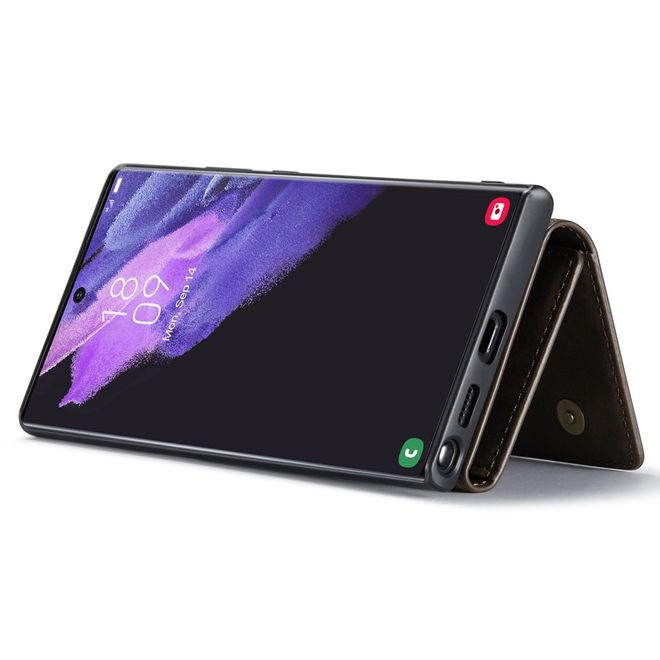 DG Ming - Samsung Galaxy S22 Ultra Hülle - Hardcase mit abnehmbarem Portemonnaie - M1 Series - kaffeefarben