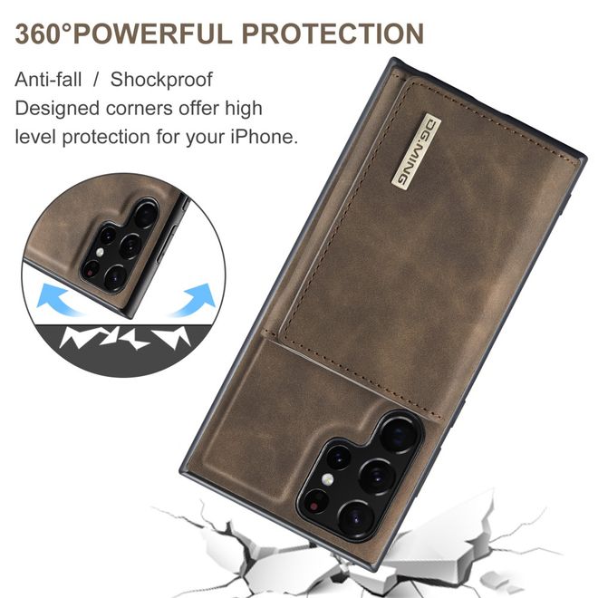 DG Ming - Samsung Galaxy S22 Ultra Hülle - Hardcase mit abnehmbarem Portemonnaie - M1 Series - kaffeefarben