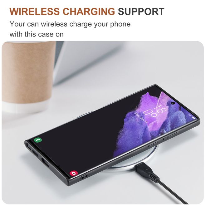 DG Ming - Samsung Galaxy S22 Ultra Hülle - Hardcase mit abnehmbarem Portemonnaie - M1 Series - kaffeefarben