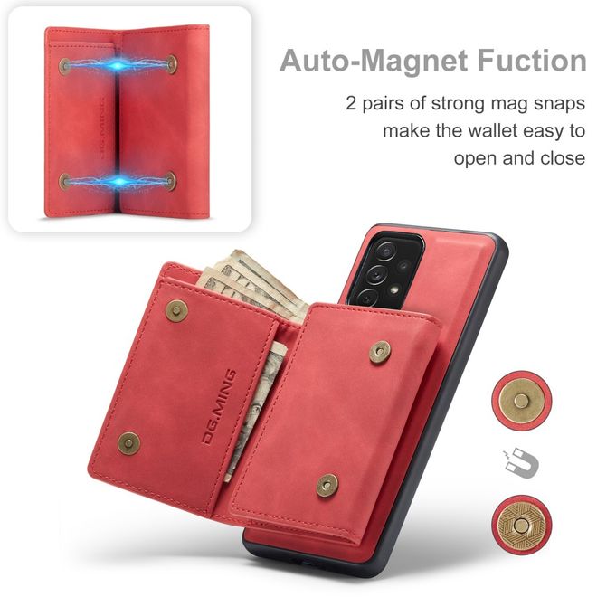 DG Ming - Samsung Galaxy A73 5G Hülle - Hardcase mit abnehmbarem Portemonnaie - M1 Series - rot