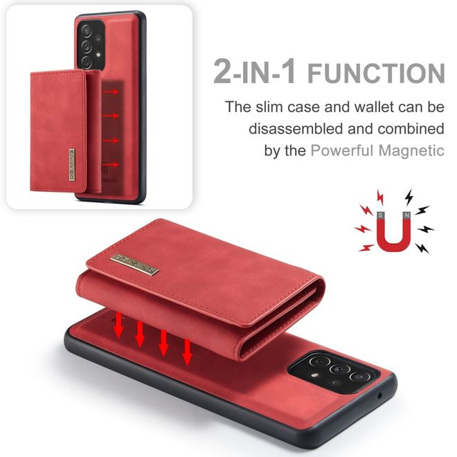 DG Ming - Samsung Galaxy A73 5G Hülle - Hardcase mit abnehmbarem Portemonnaie - M1 Series - rot