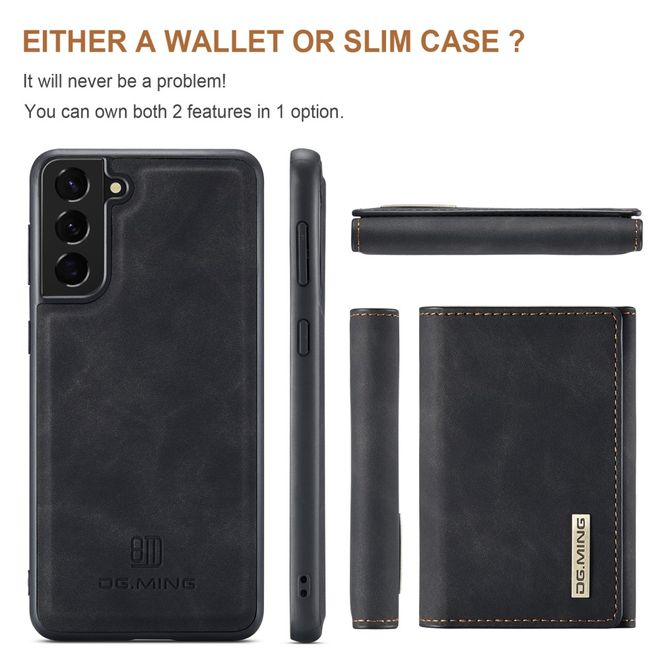 DG Ming - Samsung Galaxy S22+ Hülle - Hardcase mit abnehmbarem Portemonnaie - M1 Series - schwarz