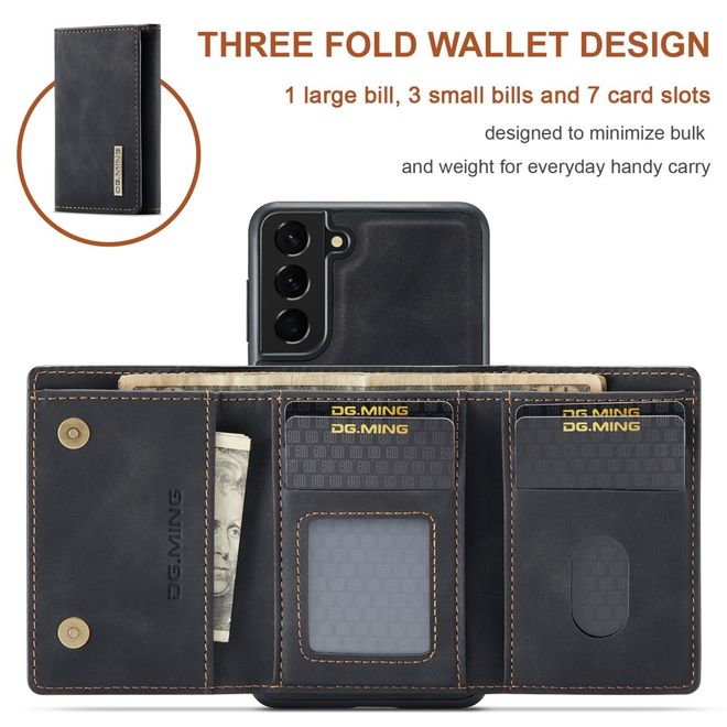 DG Ming - Samsung Galaxy S22+ Hülle - Hardcase mit abnehmbarem Portemonnaie - M1 Series - schwarz