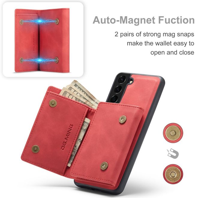 DG Ming - Samsung Galaxy S22+ Hülle - Hardcase mit abnehmbarem Portemonnaie - M1 Series - rot