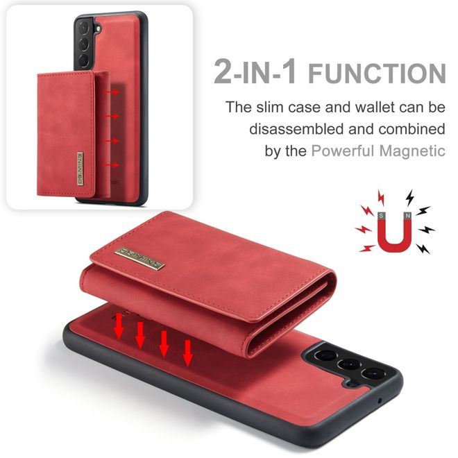 DG Ming - Samsung Galaxy S22+ Hülle - Hardcase mit abnehmbarem Portemonnaie - M1 Series - rot