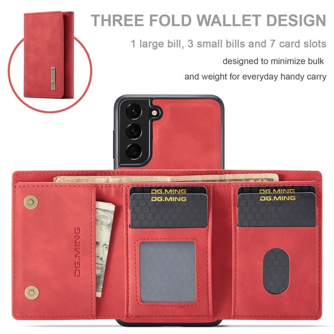 DG Ming - Samsung Galaxy S22+ Hülle - Hardcase mit abnehmbarem Portemonnaie - M1 Series - rot