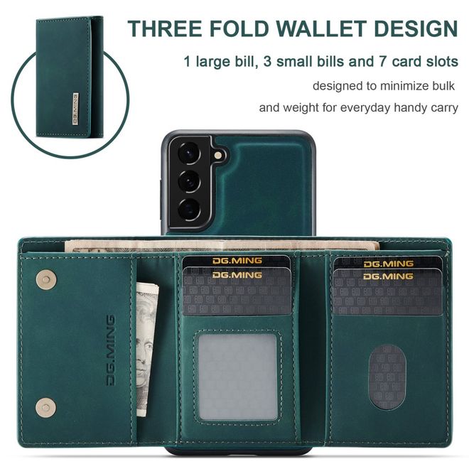 DG Ming - Samsung Galaxy S22+ Hülle - Hardcase mit abnehmbarem Portemonnaie - M1 Series - grün