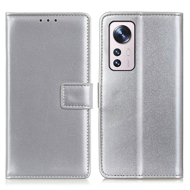 Xiaomi 12 Pro Handy Hülle - Classic II Leder Bookcover Series - silber