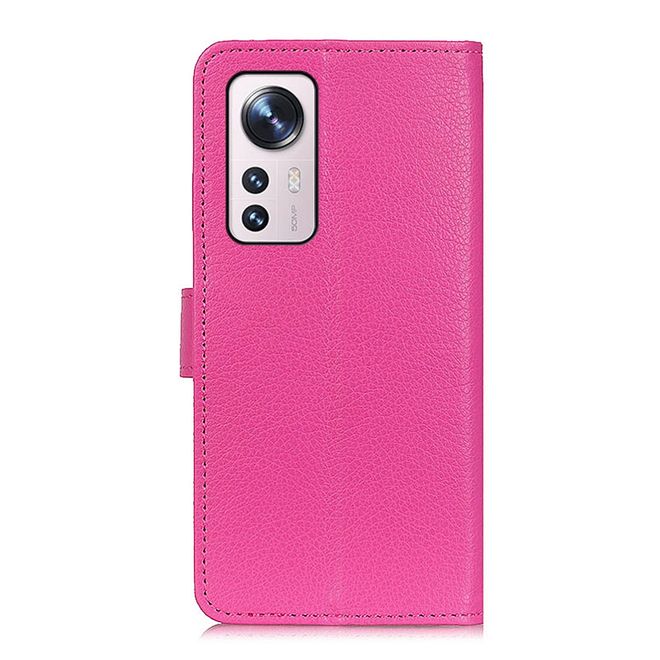 Xiaomi 12 / 12X Handy Hülle - Litchi Leder Bookcover Series - rosa