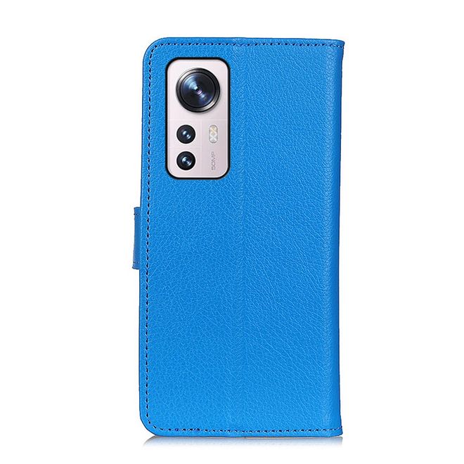 Xiaomi 12 / 12X Handy Hülle - Litchi Leder Bookcover Series - blau