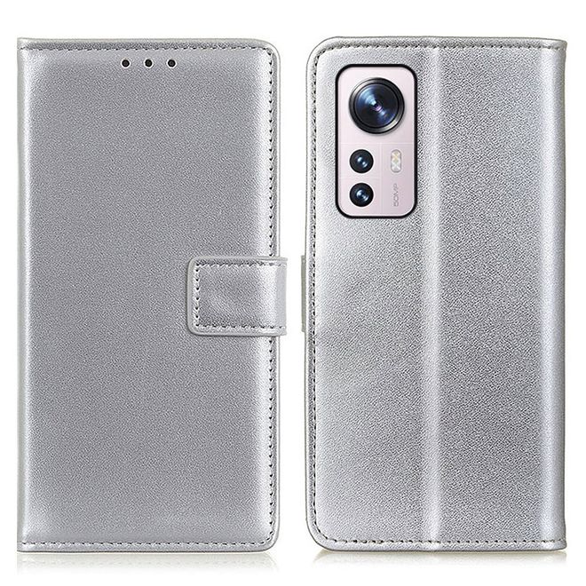 Xiaomi 12 / 12X Handy Hülle - Classic II Leder Bookcover Series - silber