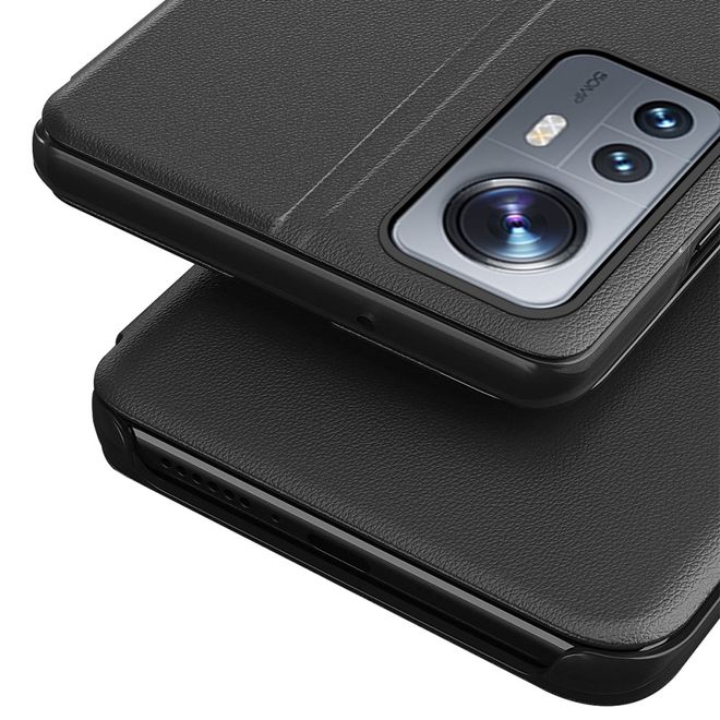 Xiaomi 12 Pro Hülle - Kunstleder Bookcover mit Sichtfenster - Window View Series - schwarz